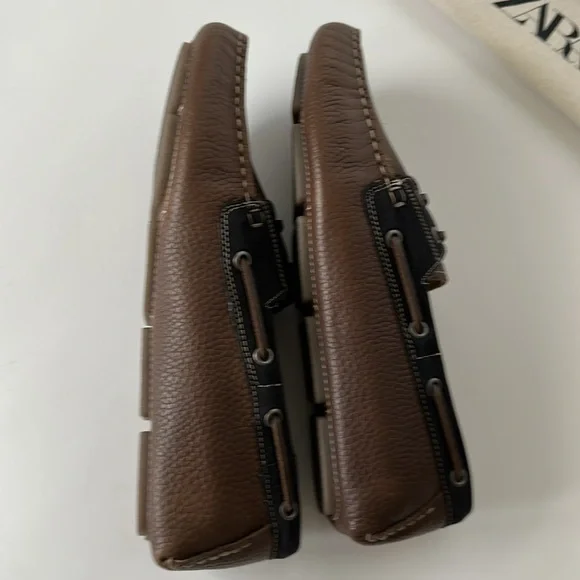 Zara Men's Brown and Black Loafers